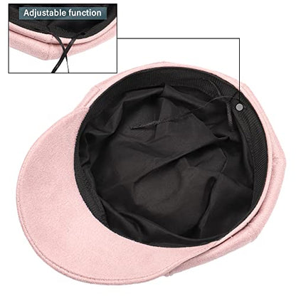 Newsboy Cabbie Baker boy hat Beret Cap for Women Pageboy Visor Paperboy Hat Sailor Fiddler Hat Adjustable - color: Pink Tweed