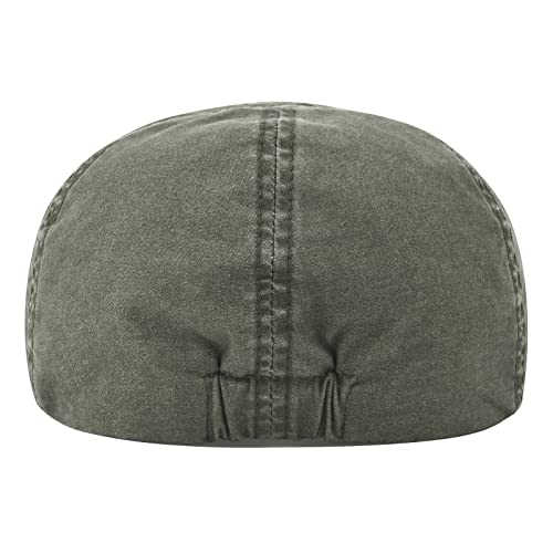 VOBOOM Cotton Flat Cabbie Hat Gatsby Ivy Irish Hunting Newsboy Cap - color: Washed Army Green