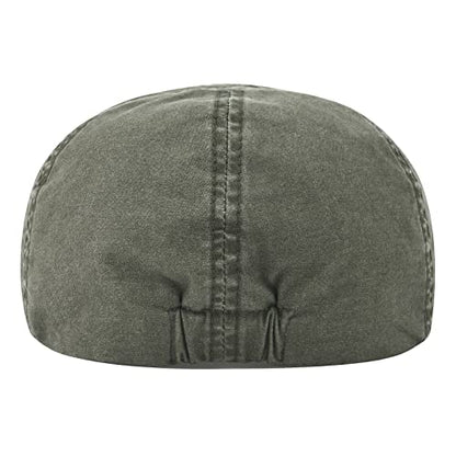 VOBOOM Cotton Flat Cabbie Hat Gatsby Ivy Irish Hunting Newsboy Cap - color: Washed Army Green