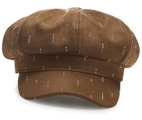Newsboy Caps for Women Classic Beret Hats Autumn Winter Cap - color: D-brown