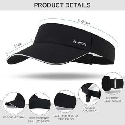 FEINION Women Stretchy Sun Visor with Sunglass Slot Baseball Hat - color: Black