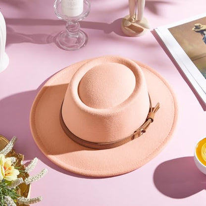 Hercicy Wool Fedora Hat for Women - color: Yellow, Pink, Green, Blue