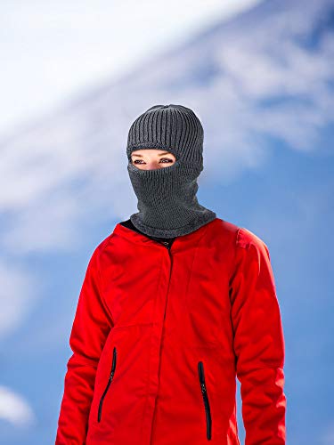 SATINIOR 2 Pcs Ski Masks Winter Balaclava Fleece - color: Black, Grey, size: Large