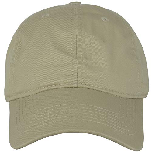 Gelante Cotton Twill Washed Unstructure Baseball Cap - Adjustable Blank Hat for Men Women - Wholesale Bulk Lot of 6 Pack - color: Solid Khaki