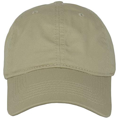 Gelante Cotton Twill Washed Unstructure Baseball Cap - Adjustable Blank Hat for Men Women - Wholesale Bulk Lot of 6 Pack - color: Solid Khaki