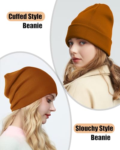 ROYBENS Satin Lined Beanie Hat for Women Men, Wool Knit Cuffed Winter Hats - color: 1pcs Camel