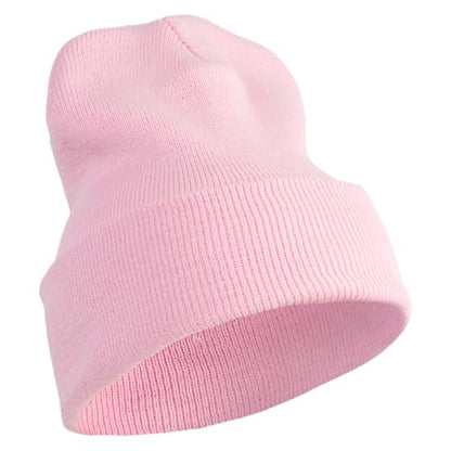 e4Hats.com 12 inch Cuffed Knit Long Beanie - color: Baby Pink