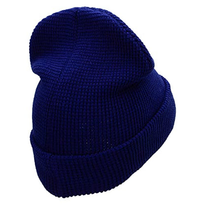 Waffle Knit Cuff Beanie - color: Royal
