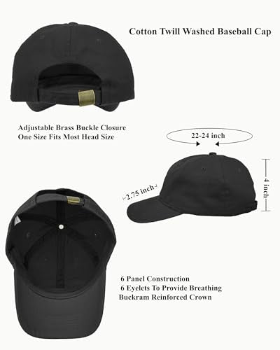 Gelante Cotton Twill Washed Unstructure Baseball Cap - Adjustable Blank Hat for Men Women - Wholesale Bulk Lot of 6 Pack - color: Solid Black