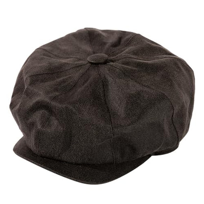 TOP-EX Waterproof 8-Panel Faux Leather Newsboy Flat Cap for Men, Adjustable - color: Black (Waterproof Faux Leather), size: X-Large-XX-Large