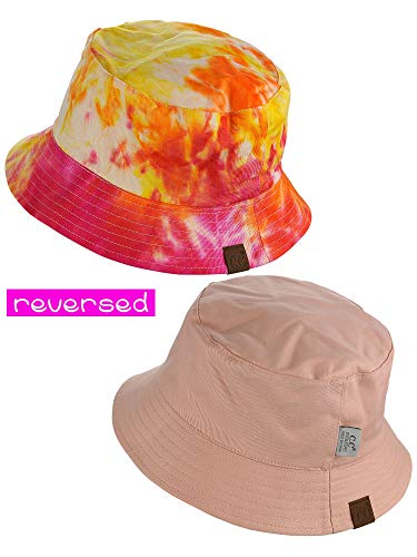 C.C Unisex 100% Cotton Packable Reversible Tie Dye Bucket Sun Hat - color: Orange/Rose