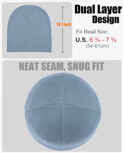 ROYBENS Thin 100% Cotton Beanie for Men Women Lightweight Slouchy Chemo Hat - color: 1pcs-blue Denim