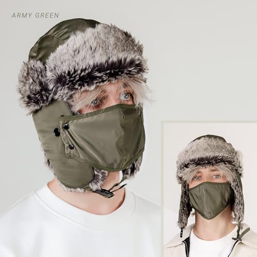 Waterproof Winter Trapper Ushanka Hat Ear Flap Chin Strap, Russian Style - color: Arctic (Wood Camo)
