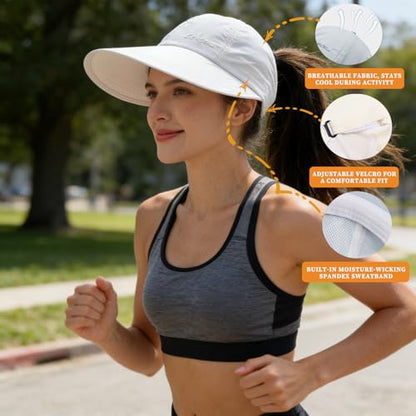 2 Pack UPF Sun Protection Baseball Hat for Women,Wide Brim UV Visor Hat, Adjustable Quick-Dry Wide Brim Baseball Cap, 2026 Upgraded Lightweight WideBrim for Outdoor Sports(Beige+Gray)