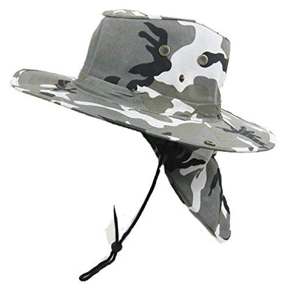 Bucket Sun Flap Hat Cap Fishing Hiking Army Military Snap Brim Neck Cover - color: City Camo, size: X-Large