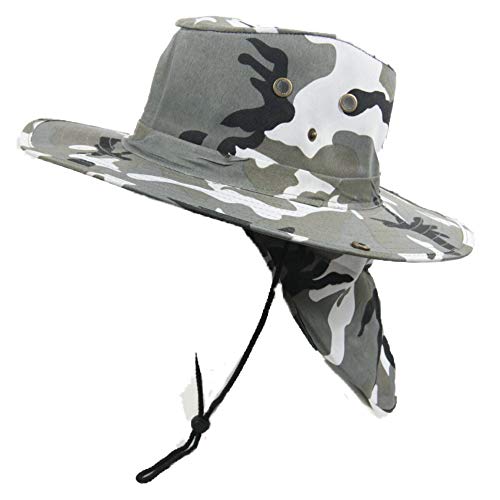 Bucket Sun Flap Hat Cap Fishing Hiking Army Military Snap Brim Neck Cover - color: City Camo, size: Small