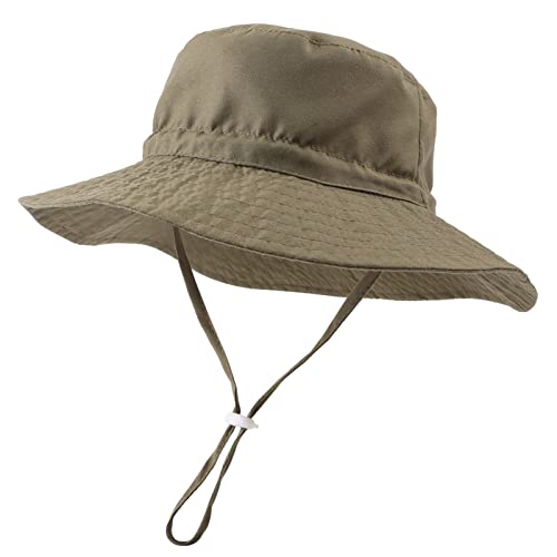 Peecabe Summer Baby Sun Hat for Boys Girls UPF 50+ Wide Brim Toddle Bucket Hat Adjustable Baby Beach Cap 0-8 Years - color: A-army Green, size: 2-8 Years