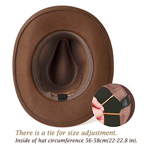 Western Cowboy Hat Wide Brim Outdoor Fedora Hat - color: Khaki
