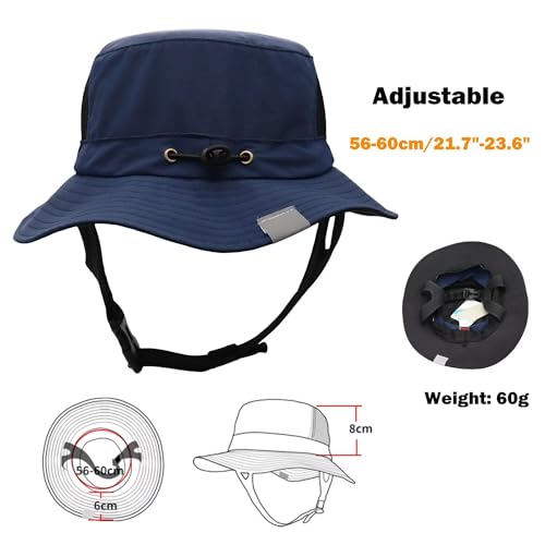 Mens Womens Surf Bucket Hat Waterproof UPF50+ Foldable Beach Sun Hats - color: Navy Blue
