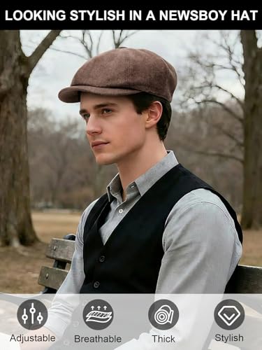 Senker Fashion 2 Pieces Newsboy Cap for Men - color: Coffe Black