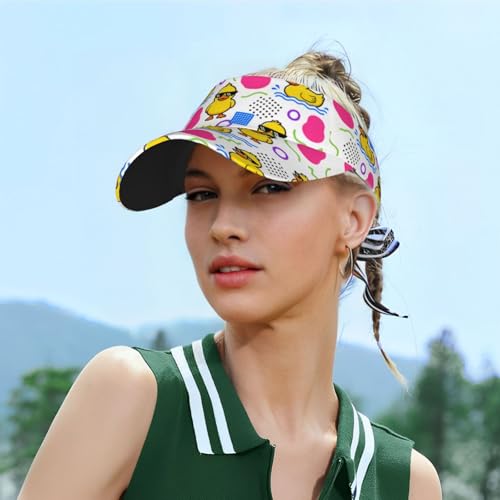 Sun Visor Hats Adjustable Open Top Sport Hat for Golf Women/Men - color: Graffiti Little Yellow Duck
