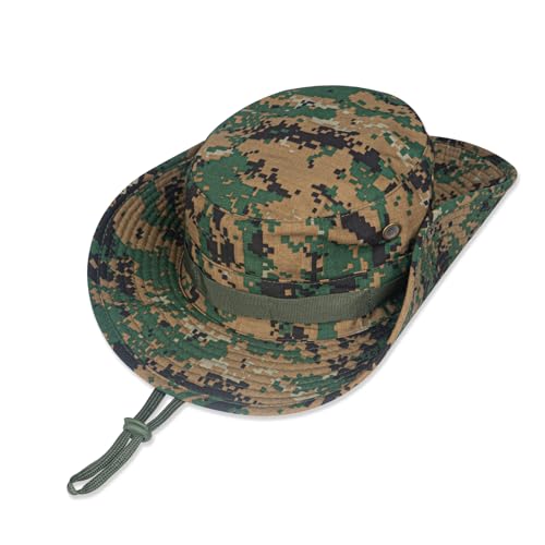 Sun Hats for Men Women Bucket Hat UPF 50+ Boonie Fishing Safari Hat - color: Jungle Digital