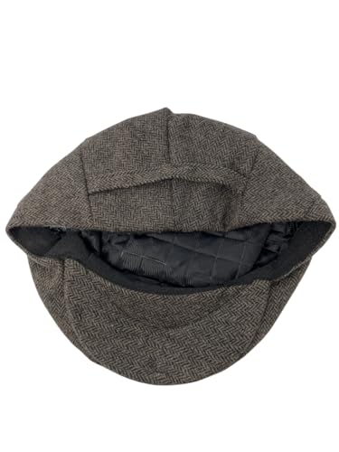 Traditional Men's Herringbone Irish Flat Cap, Tweed, Made in Ireland - color: Brown, size: Medium