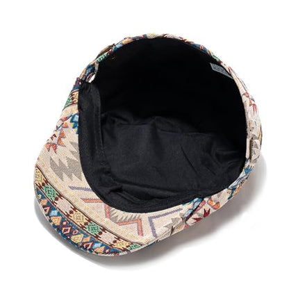 Cotton Newsboy Cap,Breathable Ivy Gatsby Cabbie Beret Hat for Men's Women Driving Hunting Golf - color: Ethnic Beige