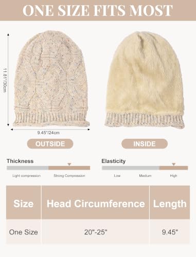 Senker Fashion 2 Pack Winter Beanie Hats for Women, Womens Slouchy Beanies - color: Mixed Beige Mixed Black