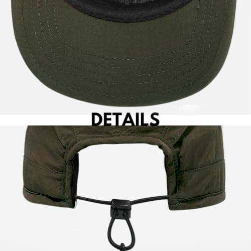 5 Panel Hat, Quick Dry Baseball Cap, Drawstring Elastic Sport Cap for Running, Fishing - color: Dark Green