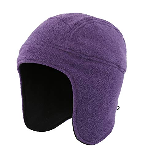 Home Prefer Mens Womens Warm Fleece Beanie Earflap Winter Hat Outdoor Winter Cap - color: Purple