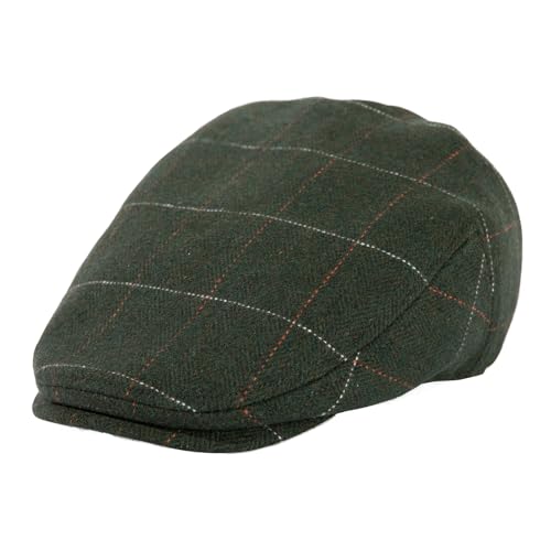 TOP-EX Wool Blend Tweed Newsboy Flat Cap for Men, Satin Lined Adjustable - color: Plaid_green, size: XX-Large