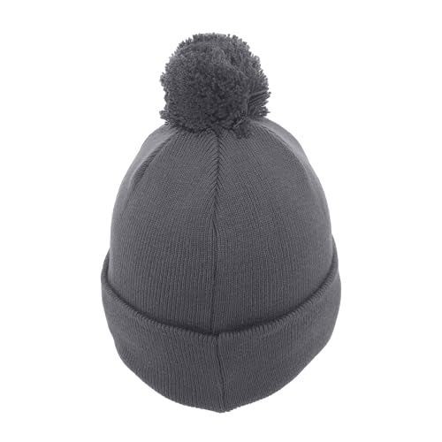 Pacific Headwear Unisex Adult Pacific Headwear Knit Fold Over Pom-pom Beanie - color: Graphite, size: One Size