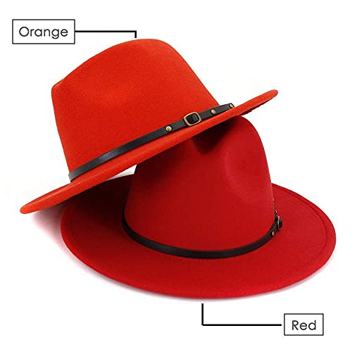 Lisianthus Women Belt Buckle Fedora Hat - color: Red