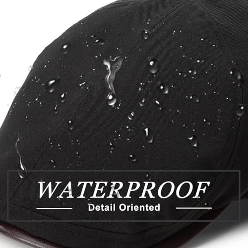 TOP-EX UPF 50+ Waterproof Newsboy Flat Cap for Men, XL/XXL - color: Black(waterproof), size: 3X-Large
