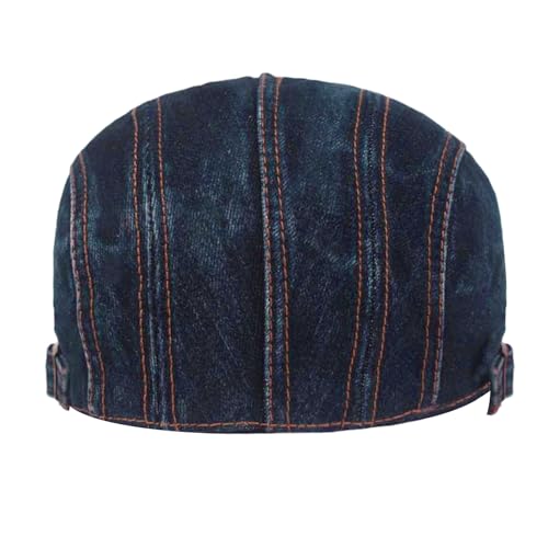 meioro Women Denim Newsboy Hat Cotton Flat Cap Ivy Gatsby Driving Hunting Gatsby Cabbie Denim Hats for Men - color: Dark Blue-b