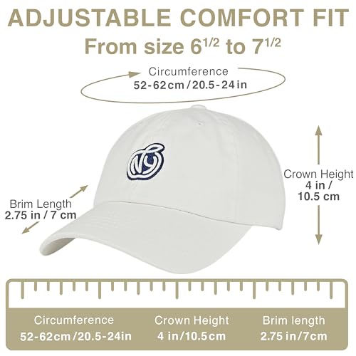 E BY ELIDAN NY Apple Dad Hat, New York Baseball Cap for Women Men - color: White With Navy Apple