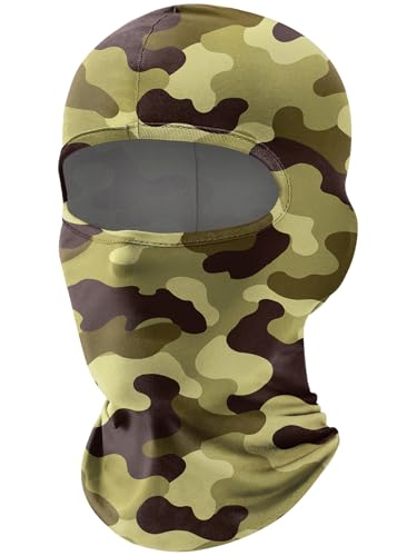 Fuinloth Balaclava Ski Mask, Motorcycle Summer Thin Cooling UV Protection - color: Green Camo