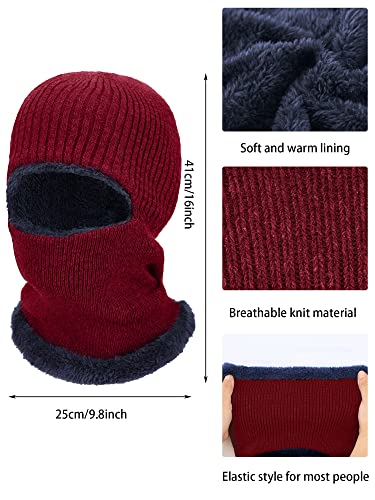 SATINIOR 2 Pcs Ski Masks Winter Balaclava Fleece - color: Black, Red, size: Large