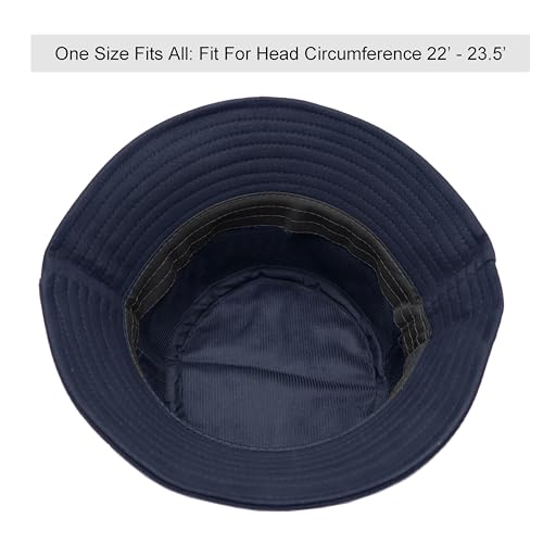 Wheebo Solid Color Bucket Hat for Women Summer Beach Fishmen Hat for Lady Adult Unisex Cotton Cap…… - color: A-sc-navy