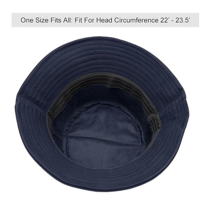 Wheebo Solid Color Bucket Hat for Women Summer Beach Fishmen Hat for Lady Adult Unisex Cotton Cap…… - color: A-sc-navy