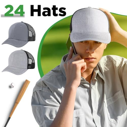 Suhine 24 Pcs Blank Trucker Hat Bulk,Unisex Baseball Cap - color: Dark Color2