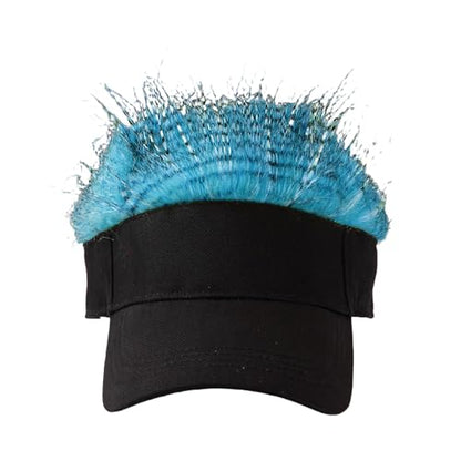 Mens Novelty Sun Visor Beach Hat Short Hair Wigs UV Protection Adjustable Golf Dad Cap Funny Hip Hop Rave Party Trucker Hat - color: Green & White