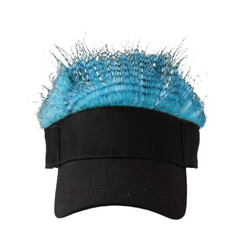 Mens Novelty Sun Visor Beach Hat Short Hair Wigs UV Protection Adjustable Golf Dad Cap Funny Hip Hop Rave Party Trucker Hat - color: Green & White