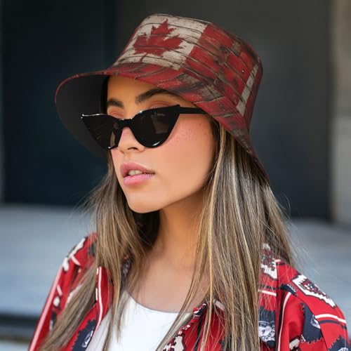 Bucket Hat for Men Women Packable Sun Hats Fisherman Outdoor Summer Travel Hiking Beach Caps - color: Canada Flag