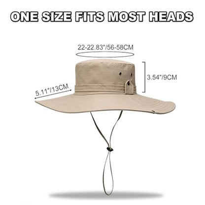 Sun Fishing Hat for Men UPF 50+ Wide Brim Boonie Hats for Summer - color: Khaki