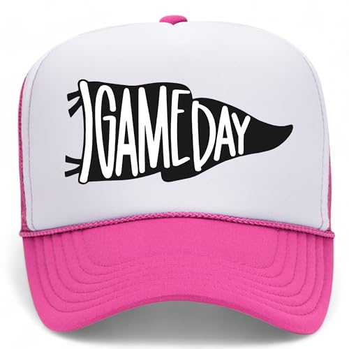 Game Day Flag Hat - color: Hot Pink/White Foam Mesh Back