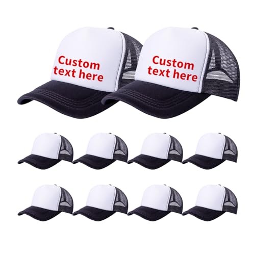 10 Pack of Blank Trucker Hat Bulk Men and Women Hats Bulk DIY Graffiti Mesh Hat Hot Stamping Hats - color: Black White