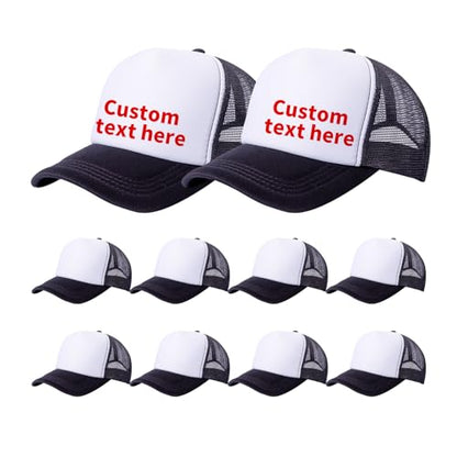 10 Pack of Blank Trucker Hat Bulk Men and Women Hats Bulk DIY Graffiti Mesh Hat Hot Stamping Hats - color: Black White