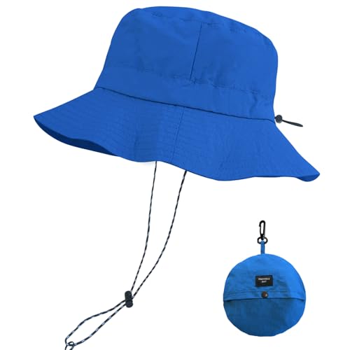 PFFY Packable Sun Bucket Hat for Men Women Outdoor UV Protection Sun Hats - color: Royalblue (More Loose)